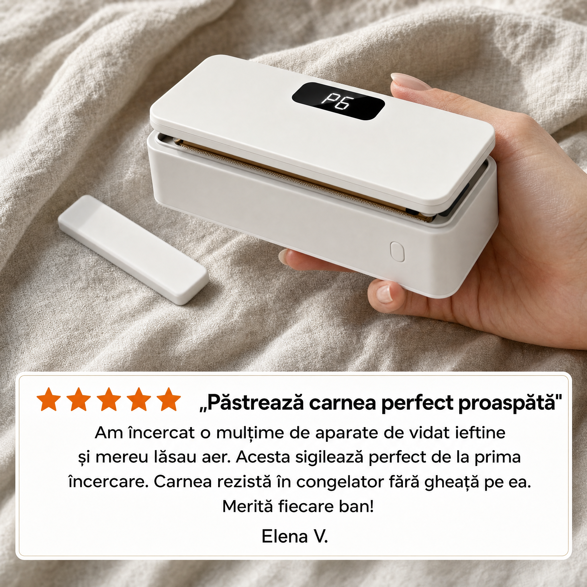 APARAT PORTABIL DE SIGILAT PUNGI – 6 TREPTE DE TEMPERATURĂ, REÎNCĂRCABIL USB