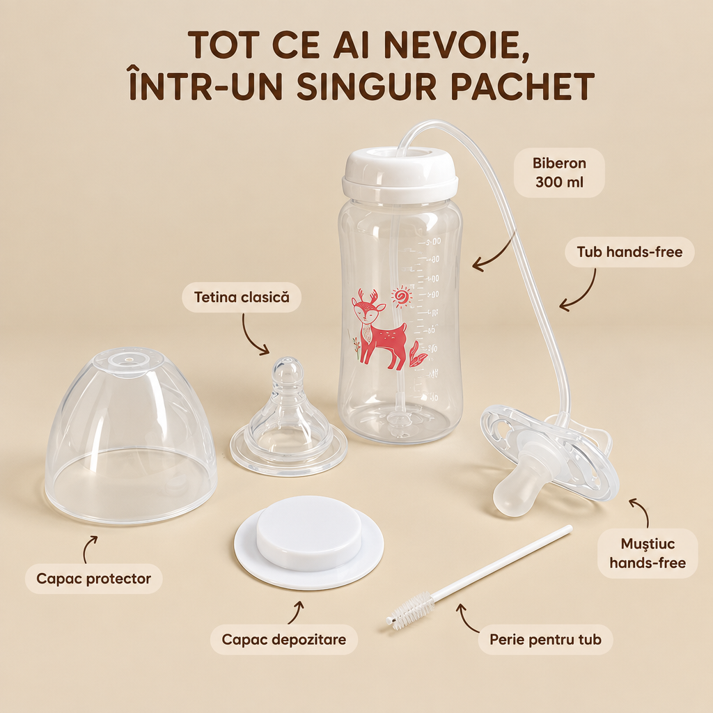BIBERON ANTI COLICI 3 ÎN 1 – 300 ML